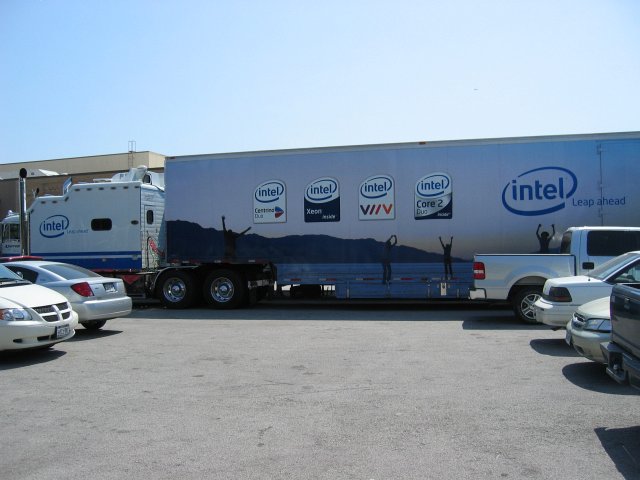 The Intel vendor booth fit into 4 Semis like this (qc064003.jpg, 640w x 480h )