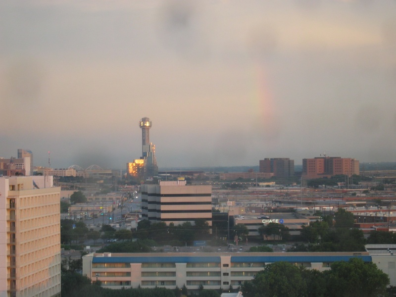 At sunset, a rainbow appeared that arched over all of downtown.  This is the right 