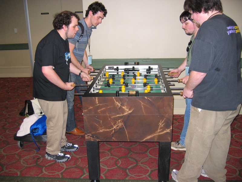 Two foosball tables were set up to help pass the time. (qc070045.jpg, 800w x 600h )