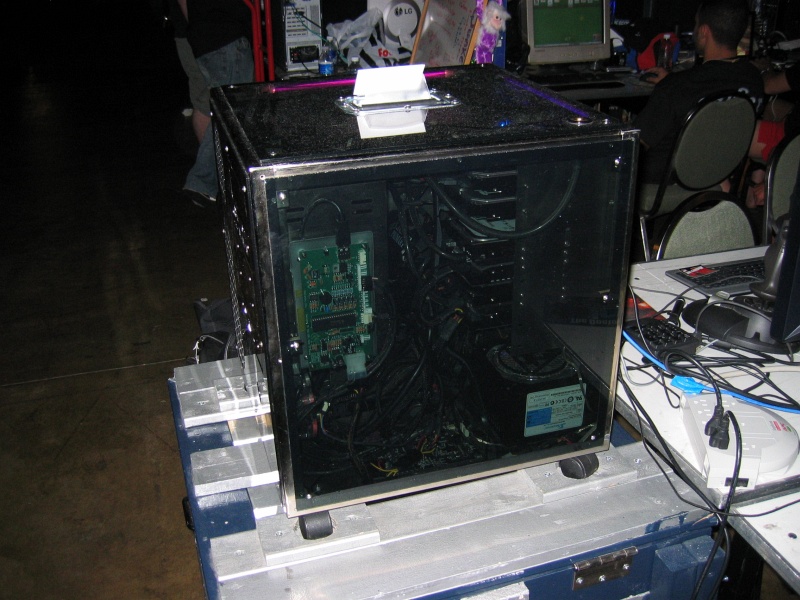 I counted seven hard drives in the double-wide PC. (qc073032.jpg, 800w x 600h )