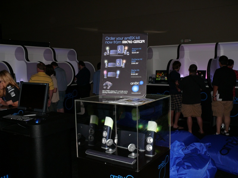 amBX, in conjunction with Micro Center, had a nice booth and gaming area (qc081015.jpg, 800w x 600h )