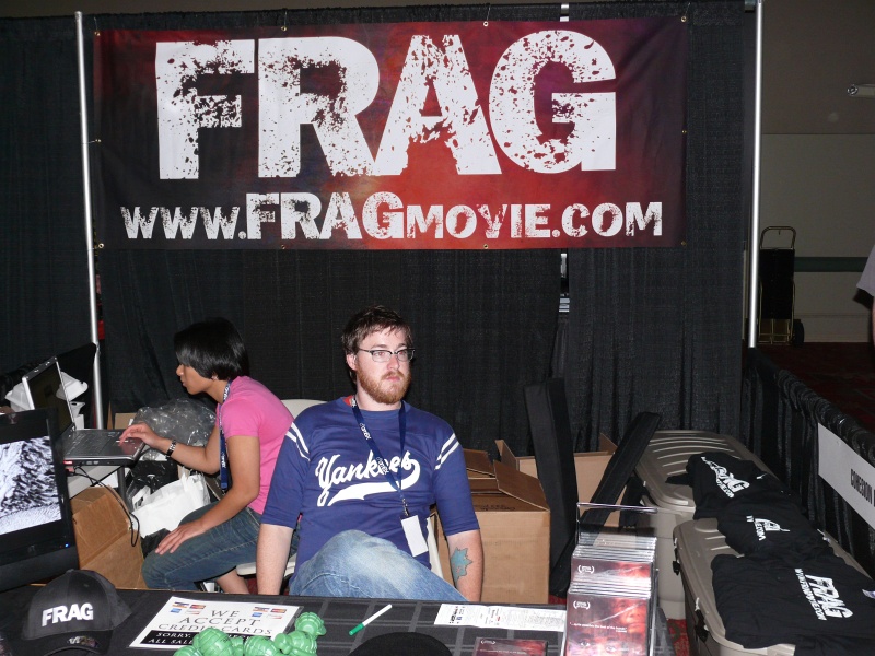 FRAG, the movie, was screened on Friday night while copies of the DVD were available at this booth (qc081024.jpg, 800w x 600h )