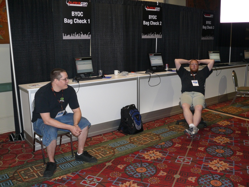 I brought my computer to the BYOC Wednesday night but the check-in database was down.  These guys were waiting for it to come back up. (qc100002.jpg, 800w x 600h )