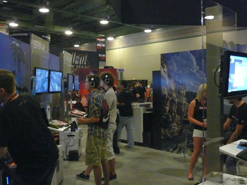 The Bethesda Softworks booth featuring their games Brink and Fallout, New Vegas. (qc100025.jpg, 800w x 600h )