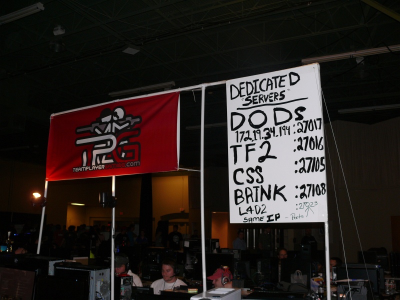 This year, the LAN was routed so in-game browsers did not work.  These gamers found a way to announce their servers. (qc110042.jpg, 800w x 600h )